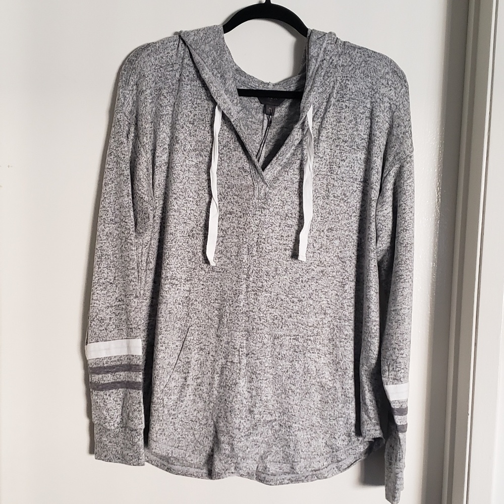 Grey Hooded Long Sleeve Shirt